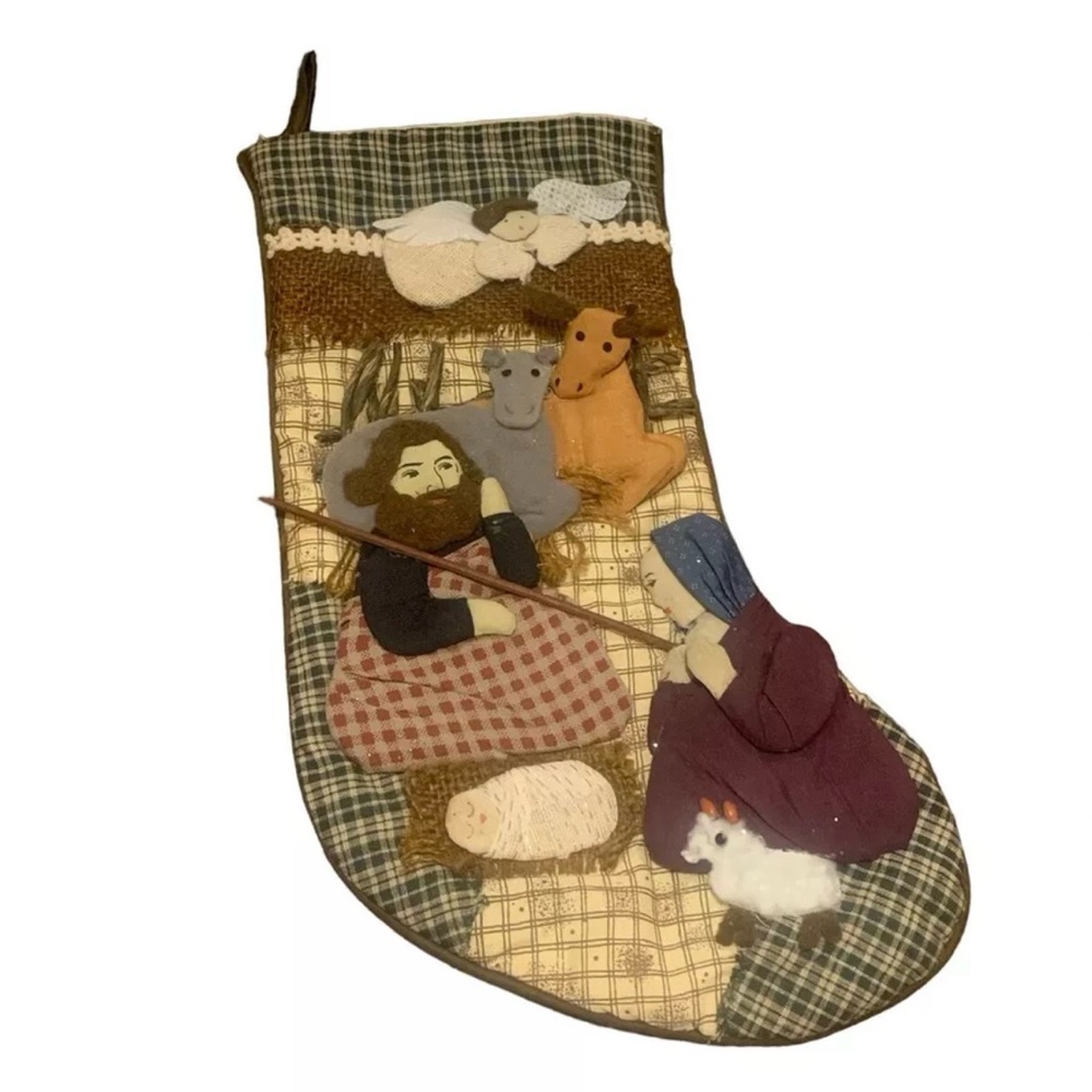 Vintage Christmas StockingNativity Scene VintageChristmas Decorations Jesus